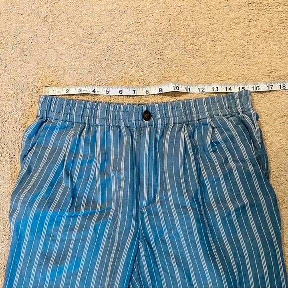 Madewell Striped Linen Blend Track Trouser Pants Pleated Blue Size Medium - Picture 6 of 10
